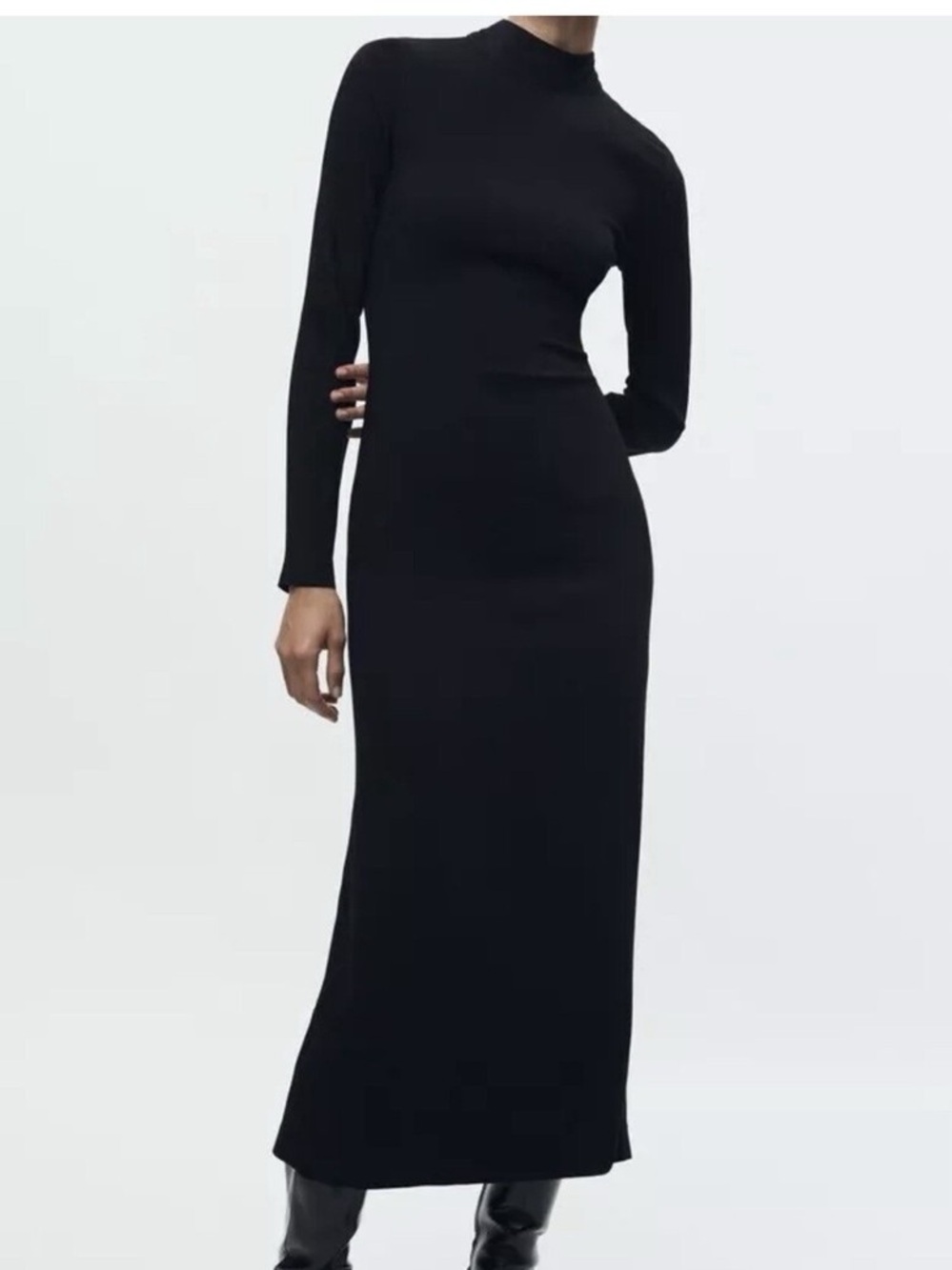 Zara Black Long-Sleeve Maxi Dress